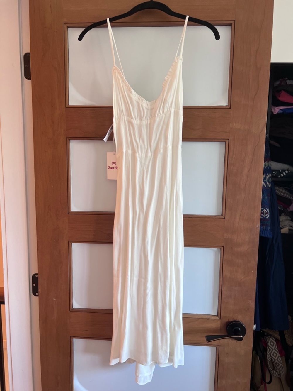Sundry Cream Spaghetti-Strap Slip Dress